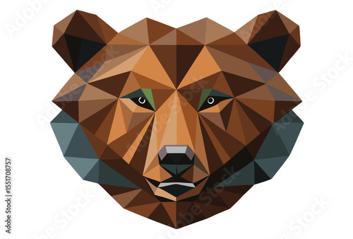 Geometric Bear Head Low Poly Vector Clipart Polygonal Bear Face Icon Illustration