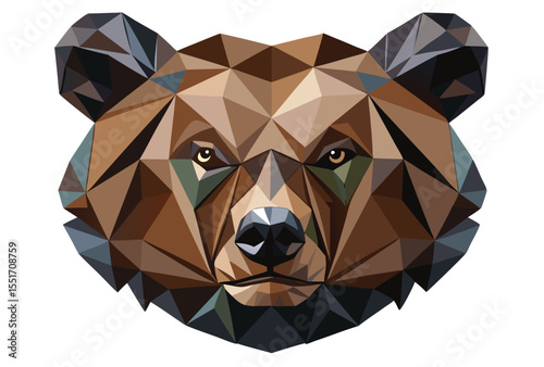 Geometric Bear Head Low Poly Vector Clipart Polygonal Bear Face Icon Illustration