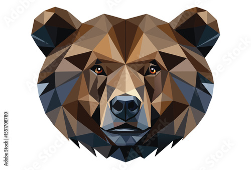 Low Poly Bear Head Vector Clipart Geometric Polygonal Bear Face Icon Illustration