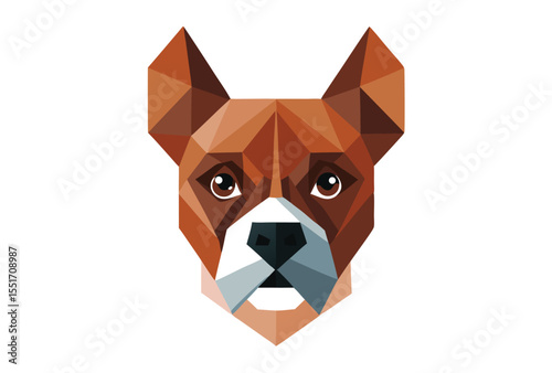 Boxer Dog Head Low Poly Vector Clipart, Geometric Polygonal Dog Icon Illustration