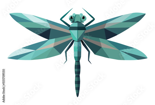 Dragonfly low poly vector clipart geometric insect art polygonal dragonfly illustration.