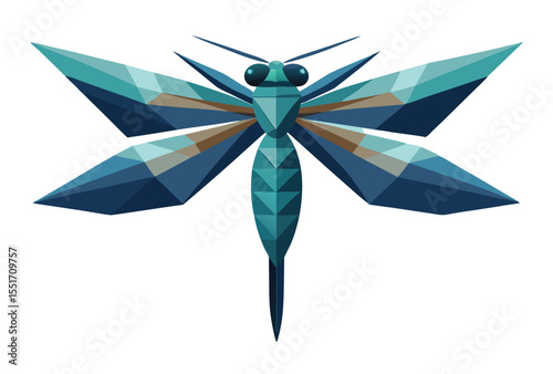 Dragonfly low poly vector clipart geometric insect art polygonal dragonfly illustration.
