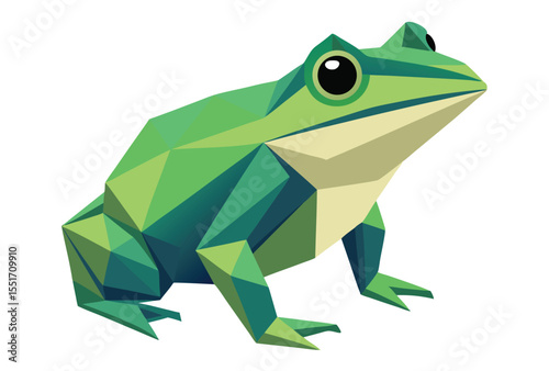 Low Poly Frog Vector Clipart in Geometric Polygonal Style Modern Frog Icon Illustration