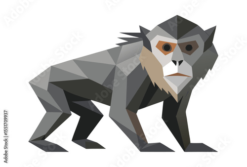 Gibbon Polygon Vector Art, Low Poly Geometric Gibbon Illustration