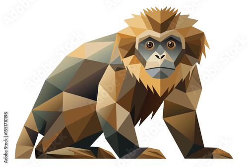 Gibbon Polygon Vector Art, Low Poly Geometric Gibbon Illustration