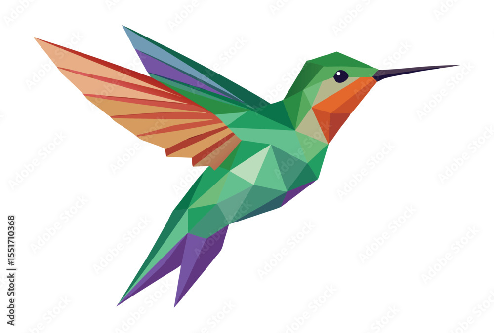 Obraz premium Hummingbird Low Poly Vector Geometric Style Polygonal Icon Illustration