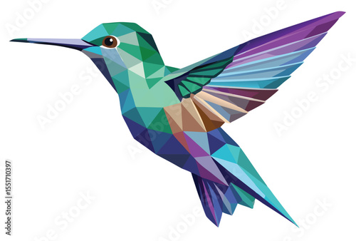 Hummingbird Low Poly Vector Geometric Style Polygonal Icon Illustration