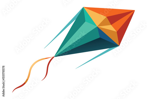 Geometric Kite Low Poly Vector, Polygon Style Minimalist Icon Artwork
