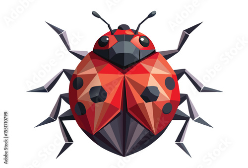 Ladybug Low Poly Vector Geometric Style Polygonal Icon Illustration