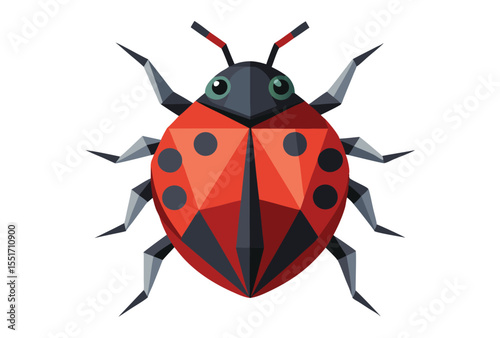 Ladybug Low Poly Vector Geometric Style Polygonal Icon Illustration