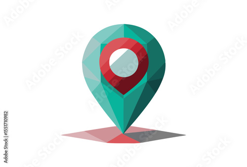 Location Pin Vector Low Poly Polygonal Geometric Icon Illustration