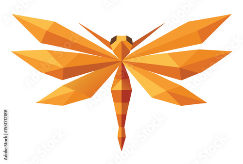 Orange Dragonfly Low Poly Vector Illustration Geometric Polygonal Insect Icon