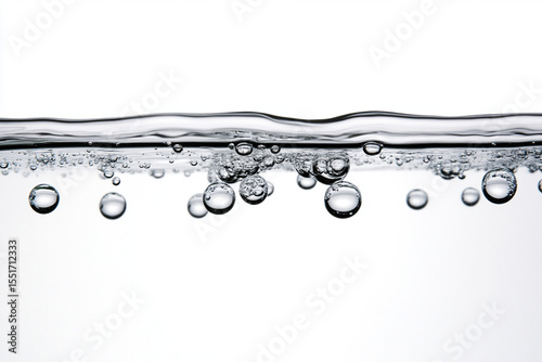Bubbles rise in sparkling water showing a sense of chaos and energy