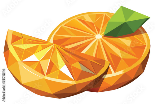 Orange Fruit Slice Low Poly Vector Illustration in Geometric Polygonal Icon Style