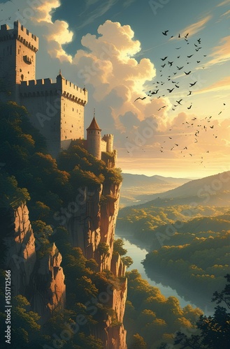 sunset over the fortress