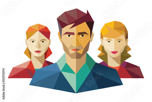 Group People Low Poly Vector Illustration Geometric Polygonal Icon Design