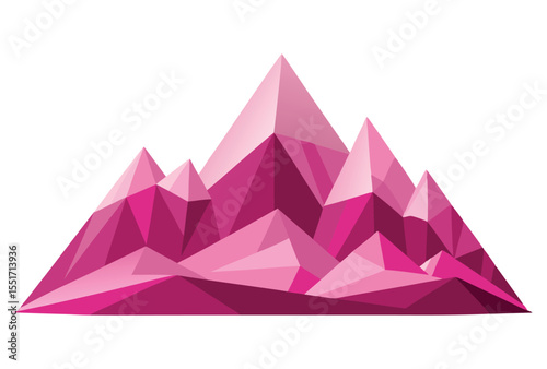 Pink Mountain Low Poly Vector Clipart Geometric Polygonal Mountain Illustration
