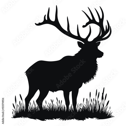 A big bull elk bugling's vector silhouette.