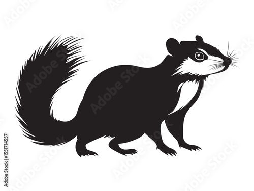 Striking Black and White Silhouette of a Chipmunk