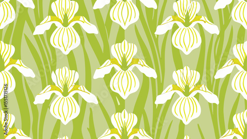 Oversized Irises In Violet Indigo And - Botanical Seamless Vector