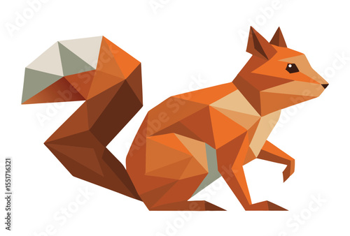 Low Poly Squirrel Vector, Geometric Polygonal Squirrel Icon for Modern Design
