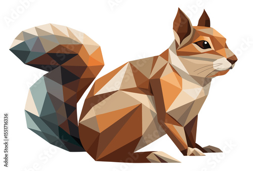 Low Poly Squirrel Vector, Geometric Polygonal Squirrel Icon for Modern Design