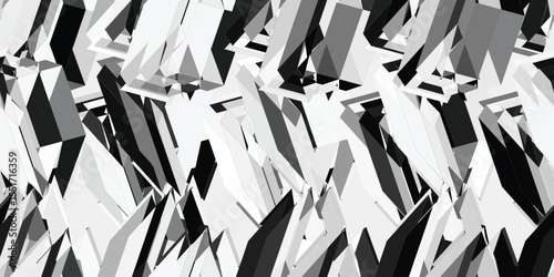 Dynamic 3D geometric seamless pattern. Modern black and white abstract background for textiles, packaging, web, and more.