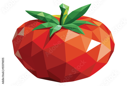Low Poly Tomato Vector Geometric Style Polygonal Icon Illustration