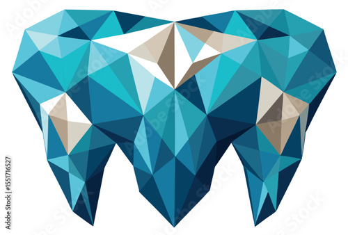 Polygonal Tooth Icon in Low Poly Geometric Style Vector Illustration