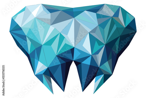 Low Poly Tooth Vector Geometric Style Polygonal Tooth Icon Illustration