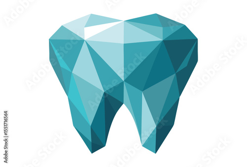 Polygonal Tooth Icon in Low Poly Geometric Style Vector Illustration