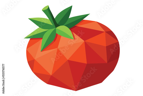 Low Poly Tomato Vector Geometric Style Polygonal Icon Illustration