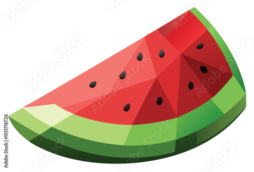 Watermelon Slice Polygonal Vector Icon Low Poly Geometric Style Watermelon Illustration