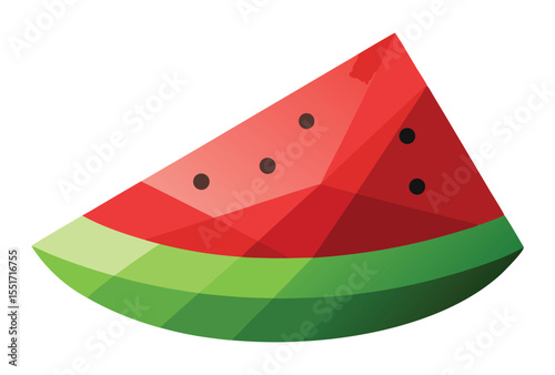 Watermelon Slice Polygonal Vector Icon Low Poly Geometric Style Watermelon Illustration