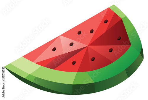 Watermelon Slice Vector Low Poly Geometric Style Polygonal Watermelon Icon Illustration