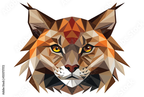 Lynx Cat Head Vector Low Poly Geometric Style Polygonal Icon Illustration