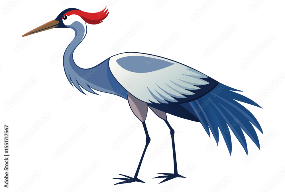 Fototapeta premium Flat Design Crane Bird Vector Minimalist Icon Style Illustration