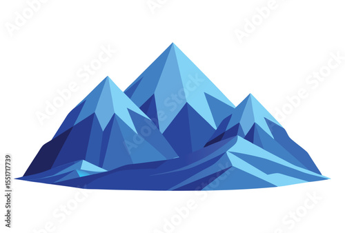 Blue Mountain Polygonal Vector Low Poly Geometric Style Icon Illustration