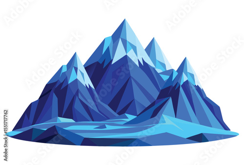 Blue Mountain Polygonal Vector Low Poly Geometric Style Icon Illustration