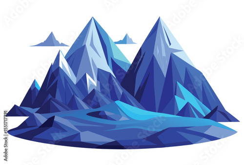 Blue Mountain Low Poly Vector Geometric Polygonal Icon Illustration