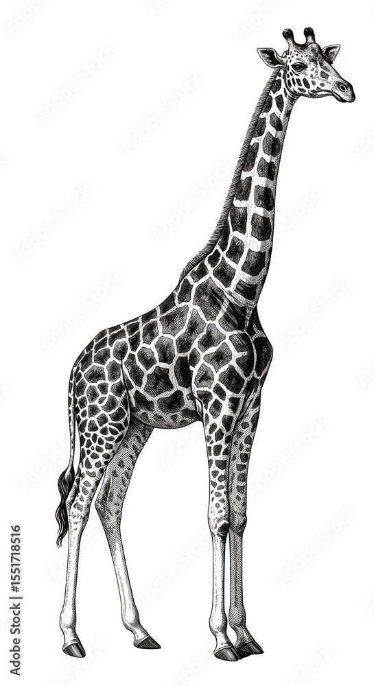Naklejka premium Illustration of Giraffe Wildlife with Transparent Background