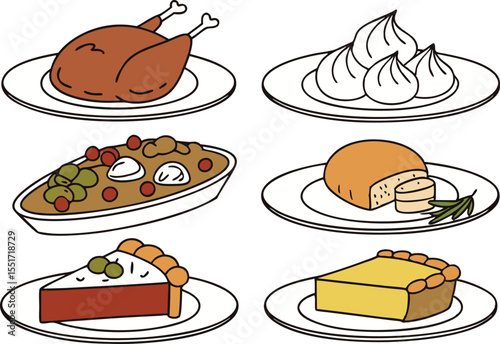 Thanksgiving Clipart Set for Holiday Projects. Fall Thanksgiving Clipart Bundle with Festive Icons. Hand drawn Thanksgiving Clipart Collection for Designers. Colorful Thanksgiving Day Clipart Elements