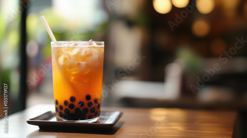 Bubble Tea. Taiwanese bubble milk tea. Boba or tapioca pearls - Taiwanese bubble milk tea in a plastic cup. A set of colorful summer bubble tea, bright creamy pearl tea or tapioca latte