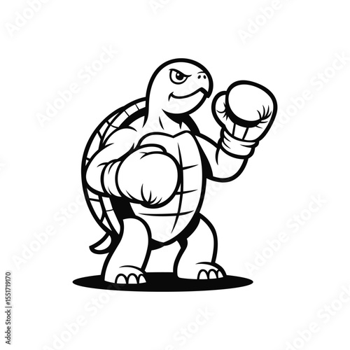 Turtle in boxing gloves vector