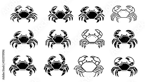 カニのベクターアイコン集｜Crab Vector Icon Set
