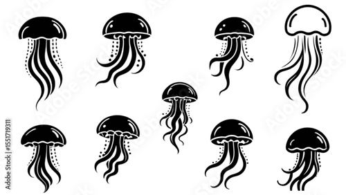クラゲのイラストセット｜Jellyfish Illustration Set