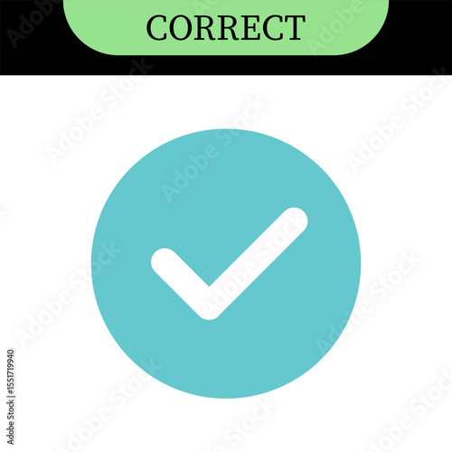 Checkmark or tick mark on speech bubble as a symbol of accept, agree or approval. Icon for app, website and UI. Colorful set of icons, vector illustration