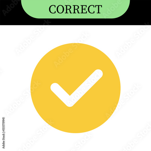Checkmark or tick mark on speech bubble as a symbol of accept, agree or approval. Icon for app, website and UI. Colorful set of icons, vector illustration