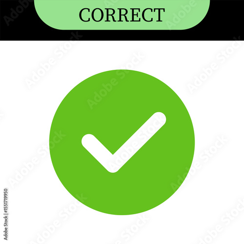 Checkmark or tick mark on speech bubble as a symbol of accept, agree or approval. Icon for app, website and UI. Colorful set of icons, vector illustration