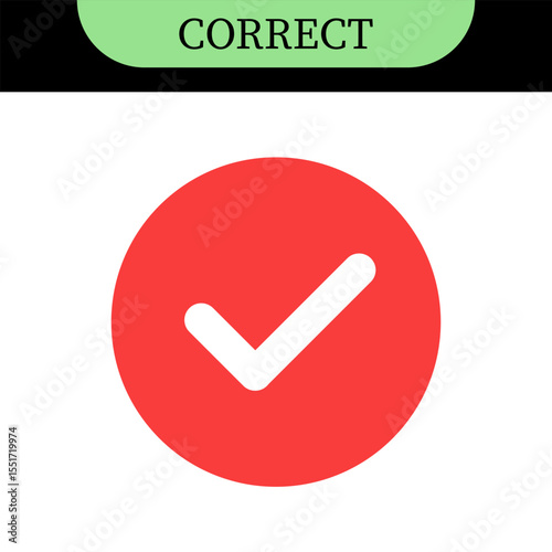 Checkmark or tick mark on speech bubble as a symbol of accept, agree or approval. Icon for app, website and UI. Colorful set of icons, vector illustration